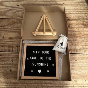 Bee Authentic Black Letter Message Board with Wooden Easel Frame & Letters Bag